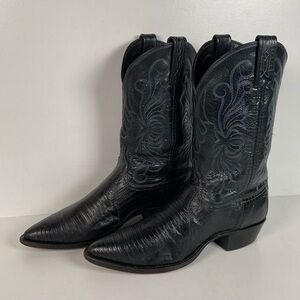 Vintage Dan Post Teju Lizard Cowgirl Boots | Royal Blue | USA Made | Women’s 8 M